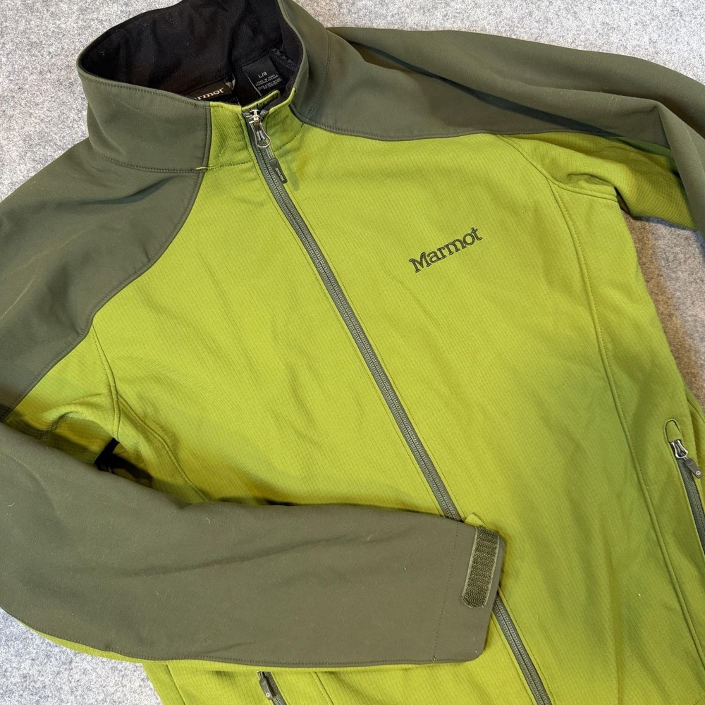 Marmot Windstopper Jacket Mens Large Green Softshell Full Zip Fleece Lined